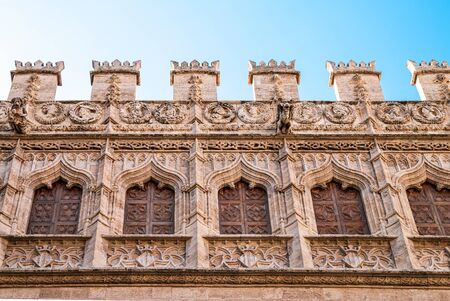 Detail of the Lonja de la Seda Silk Exchange in Valencia, Spain. This UNESCO world heritage site is built in Valencian gothic style.の写真素材
