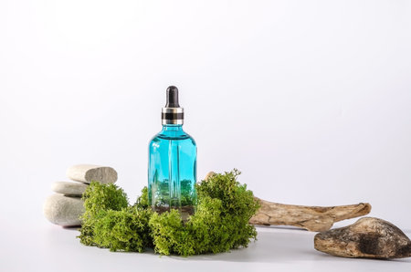Beauty product skin care body, face, eyes. Demonstration of cosmetics for sale with natural...