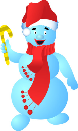 Cool snowman with a magic wandのイラスト素材