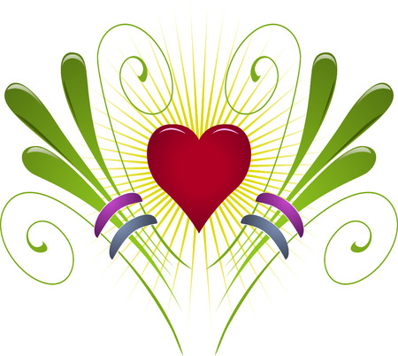 Wedding Illustration, heart with decorationsのイラスト素材