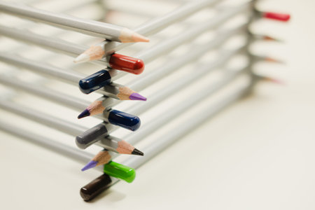 Color pencils on a white backgroundの写真素材