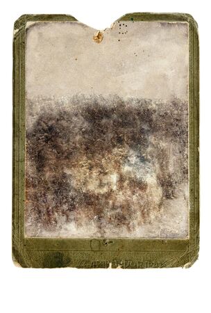 Vintage rusted photo isolated on white backgroundの写真素材