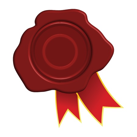 Vector wax seal with red ribbon isolated over white backgroundのイラスト素材