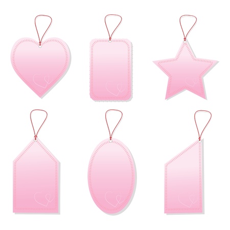 Shopping pink price labels isolated over white backgroundのイラスト素材