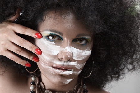 Sexy fashion model face with african style make-upの写真素材