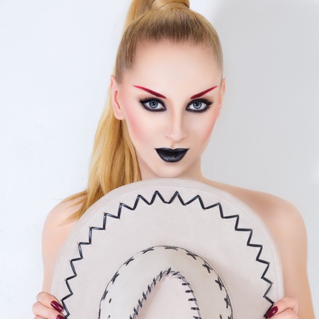 Young attractive woman with fashionable make-up and hair stylingの写真素材