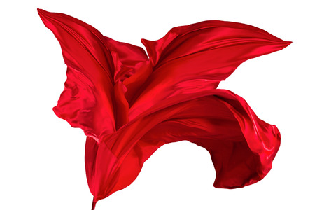 Abstract design of red silk fabric background isolated on whiteの写真素材