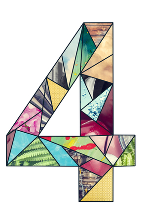 Set of mosaic digits font. Symbol 4 designの写真素材
