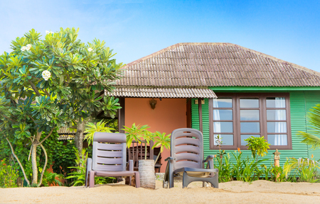Abstract small beach house at tropical islandの写真素材