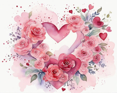 A beautiful arrangement of flowers meticulously crafted into a heart shape. Ideal for conveying love, romance, and heartfelt emotions. Perfect for Valentine's Day, weddings, and special occasions.の素材