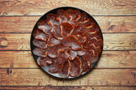 Portion of 100% acorn-fed Iberian loin from Extremaduraの写真素材