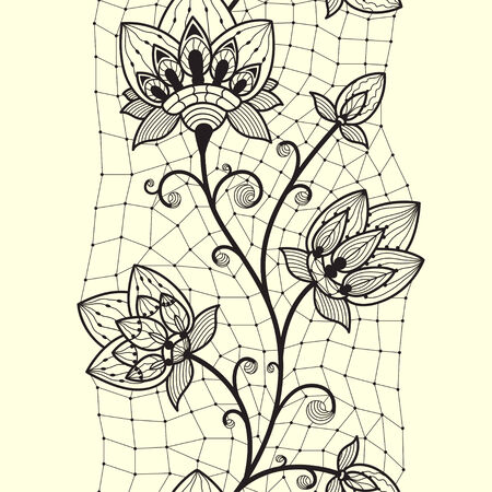 Abstract seamless pattern of ribbon with flowers elements  Seamless pattern can be used for wallpaper, pattern fills, web page background,fabrics textures and lingerieのイラスト素材