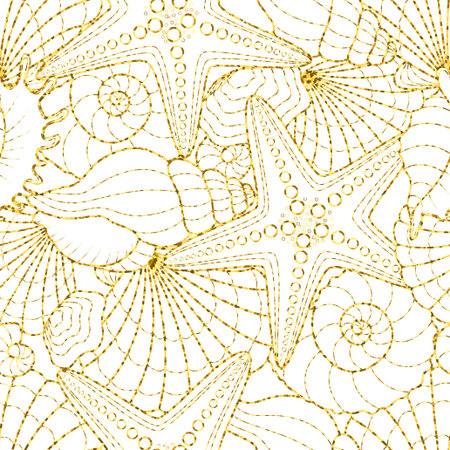 Vector illustration with gold seamless pattern on the white background.のイラスト素材