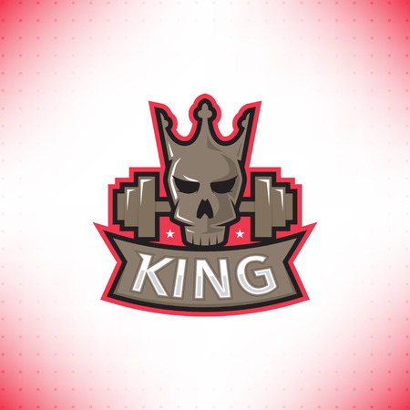 Vector label of skull isolated on the white background. Symbol of extreme sport.のイラスト素材