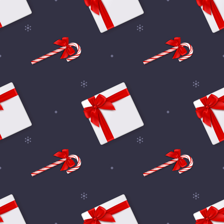 Vector illustration with snowflakes and red bows.のイラスト素材