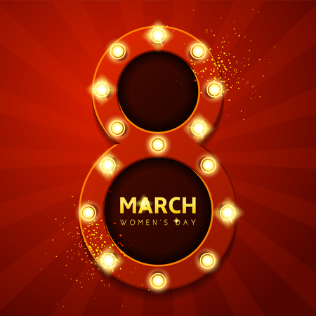 Symbol of holyday in the form of a figure eight with glowing lamps. Vector illustration.のイラスト素材