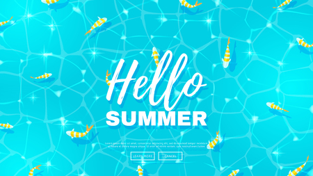 Blue background on the sea topic. Vector illustration. Hello Summer Holiday backdrop.のイラスト素材
