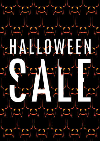 Black poster with seasonal discount offer. Halloween greeting card. Vector illustration.のイラスト素材