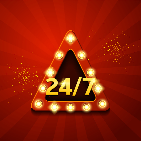 Retro Banner with Glowing Lamps.のイラスト素材