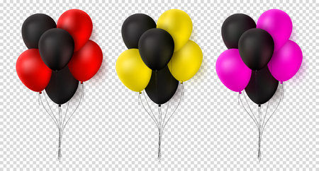 Bunches of Realistic Balloons Isolated on Transparent Background. Vector illustration.のイラスト素材