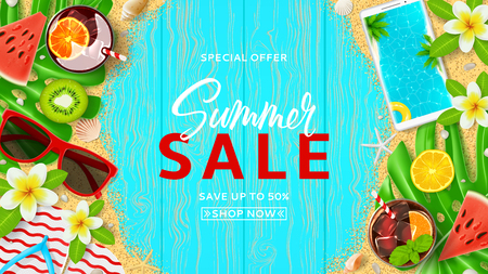 Summer sale promo web banner.のイラスト素材