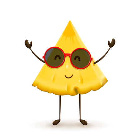 Cute sliced pineapple character vector illustration.のイラスト素材