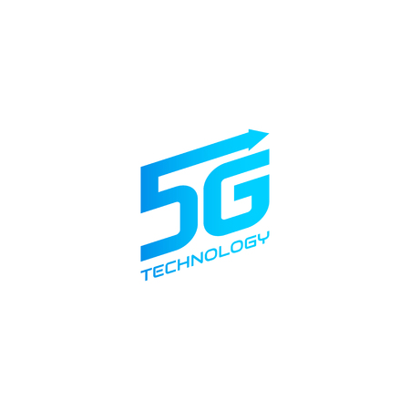 5G symbol design template. Vector icon of 5th generation wireless internet network connection. Information technology logo.のイラスト素材