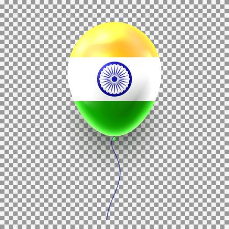 Color air balloon isolated on transparent background. Vector illustration with realistic air balloon colored in national flag of India.のイラスト素材