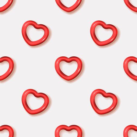 Seamless pattern with red hearts. Vector illustration with red hearts on white background. Seamless ornament for Valentine's Day design.のイラスト素材