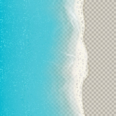 Top view of sea waves isolated on transparent background. Vector