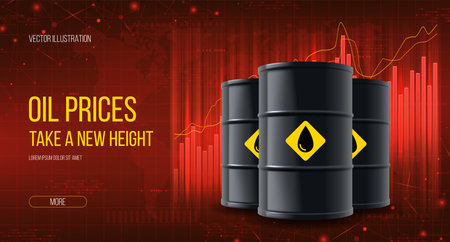 Concept of growth of oil prices with growing charts. Concept of digital stock market trading and rising prices on oil and gas. vector illustration.のイラスト素材