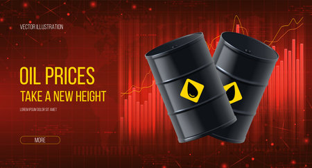 Concept of growth of oil prices with growing charts. Concept of digital stock market trading and rising prices on oil and gas. vector illustration.のイラスト素材