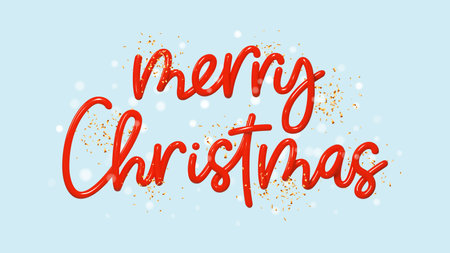 Merry christmas holiday banner. Realistic 3d lettering. Merry Christmas lettering for decoration holiday event. Realistic 3d vector illustration for decoration banners, posters, flyers.のイラスト素材