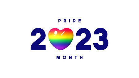 Vector for Pride Month 2023. Vector symbol of LGBTQ event 2023 with rainbow heart isolated on white background. Human rights and tolerance concept.のイラスト素材
