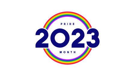 Pride Month 2023 symbol template. Vector  of LGBTQ event 2023 with rainbow circle isolated on white background. Human rights and tolerance concept.のイラスト素材