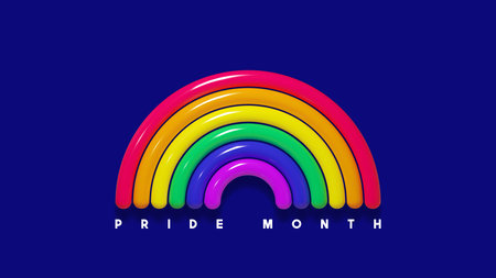 Holiday banner for Pride Month. 3d rainbow isolated on dark background for design of LGBTQ events. Symbol of Pride Month. Human rights and tolerance concept. vector illustration. love wins.のイラスト素材