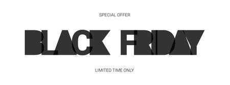 Template of banner for Black Friday sale. Vector illustration for Black Friday promotion in minimalistic design with overlay effect. Modern template for decoration of posters, cards, social media.のイラスト素材
