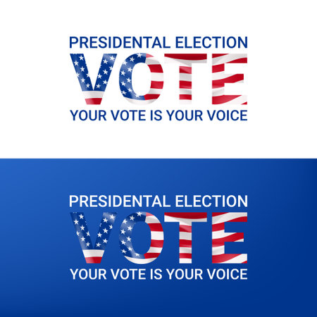 Symbol of USA presidential election. Templates of isolated typography symbols of USA election voting. Vector illustration for US Election 2024 campaign. Vote day, November 5.のイラスト素材