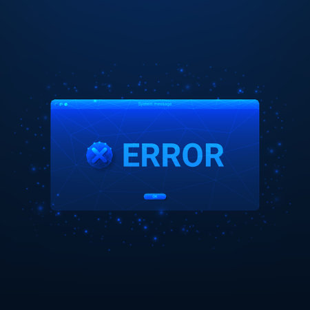 Concept of Error Warning Popup Message. User interface with polygonal window with system error. UI warning message notification. Vector Illustration.のイラスト素材