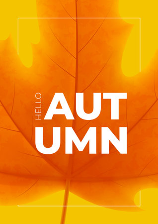 Design of bright autumn poster. Vector illustration with colorful maple leaf on orange background. Autumn banner for decoration seasonal discount offer, advertising, poster, banner, web, social media.のイラスト素材