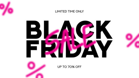 Contemporary banner for Black Friday. Typography minimal text symbol for Black Friday sale with discount offer. Design template for Black Friday sale, promotion, advertising and social media ad.のイラスト素材