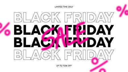 Contemporary banner for Black Friday. Typography minimal text symbol for Black Friday sale with discount offer. Design template for Black Friday sale, promotion, advertising and social media ad.のイラスト素材