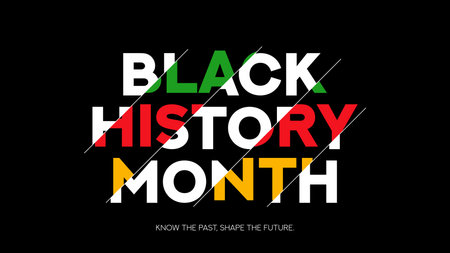 Typography banner for Black History Month. Modern minimal text symbol with Black History Month colors. African-American History Month vector symbol for promotion, cards, posters and social media ad.のイラスト素材