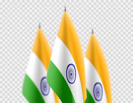 Indian flags isolated on checkered background. Indian flags isolated on checkered background. Templates of blurred flags for decoration Indian events. Vector illustration.のイラスト素材