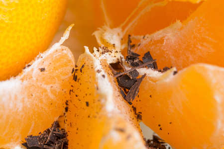 juicy orange with chocolateの写真素材