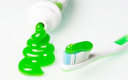 bright green toothpasteの写真素材