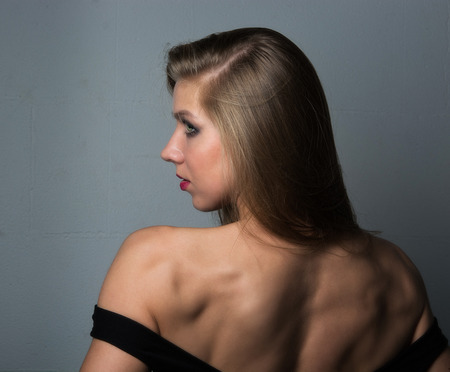 back is a young fitness modelの写真素材