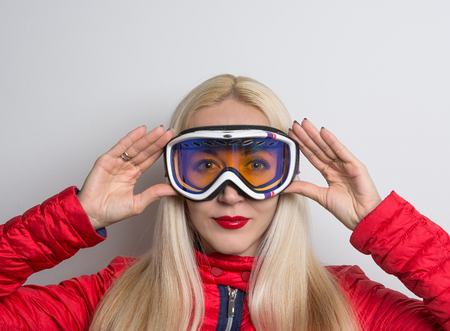 nice girl in the ski outfitの写真素材