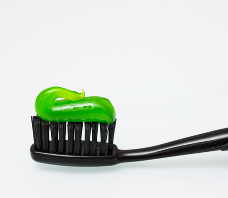 black toothbrush on a tableの写真素材