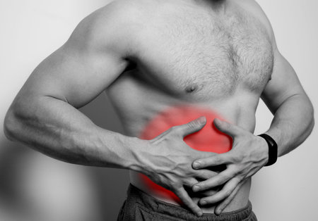 pain in the liver areaの写真素材